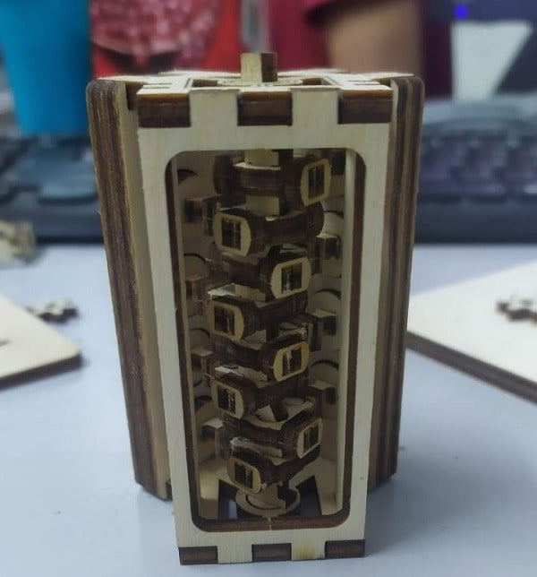 Laser Cut 3D Puzzle Wooden V8 Engine Model CDR File