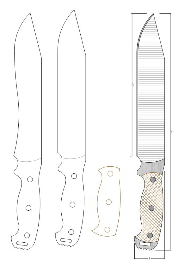 Laser Cut Ranger RD9 Knife Vector File