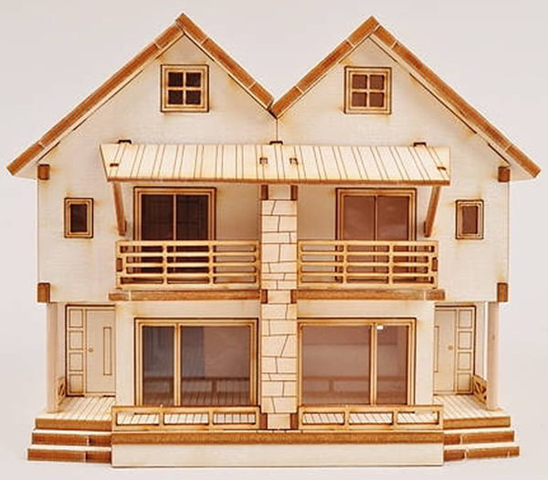 Laser Cut 3D Wooden Puzzle House Model Architecture 3D Building Design CDR File