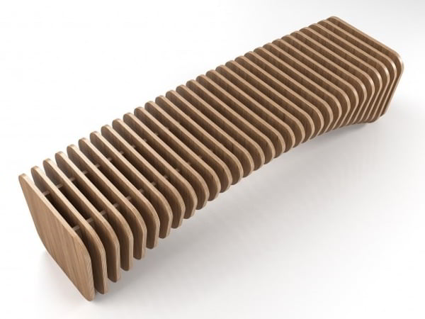 Laser Cut Wooden Parametric Bench CNC Wood Furniture Design Vector File