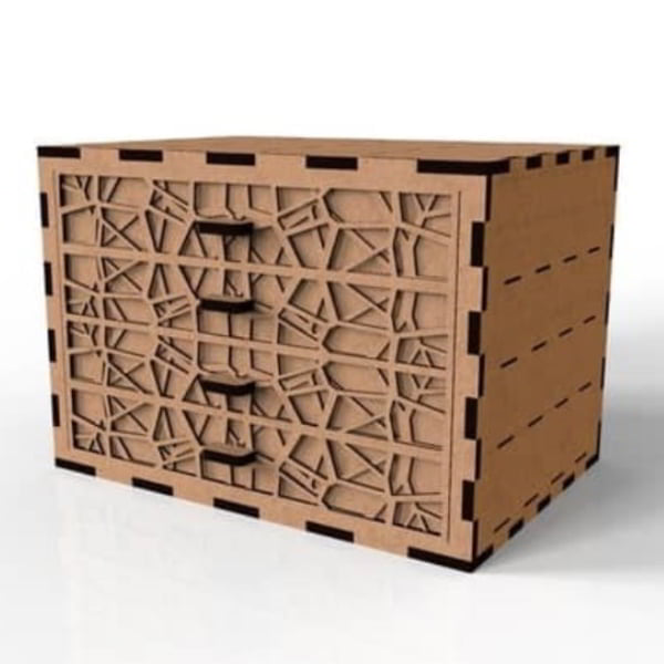 Laser Cut MDF Storage Box with Drawer Vector File