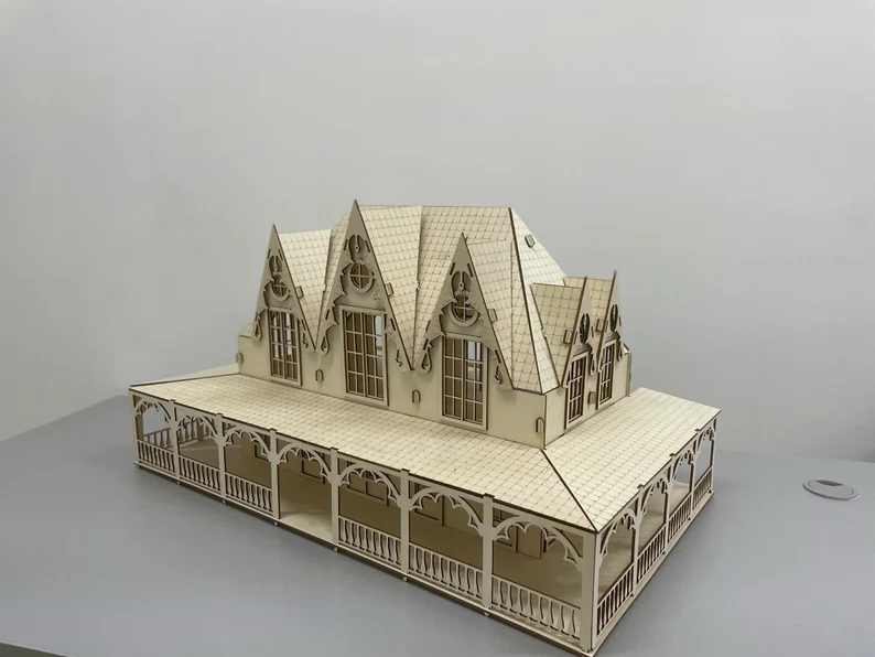 Laser Cut Wooden 3D Puzzle Building Model Vector File