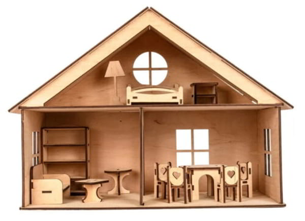 Laser Cut Wooden Doll House 3D Model Vector File