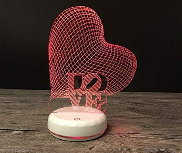 Laser Engraving Love Heart Night Light 3D Acrylic Lamp Vector File