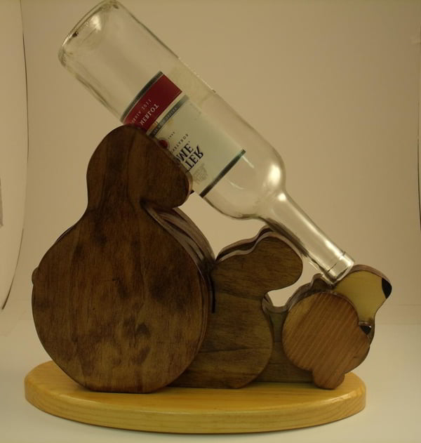 Laser Cut Wooden Bear Wine Bottle Holder Drink Bottle Stand PDF File