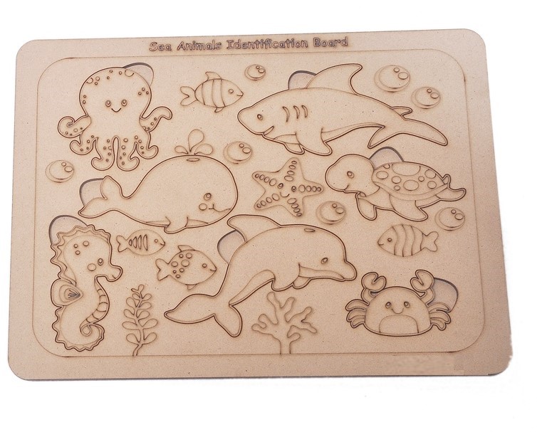 Laser Cut 3D Puzzle Kids Game Sea Animals Wooden Sorting Toy Puzzle CDR File
