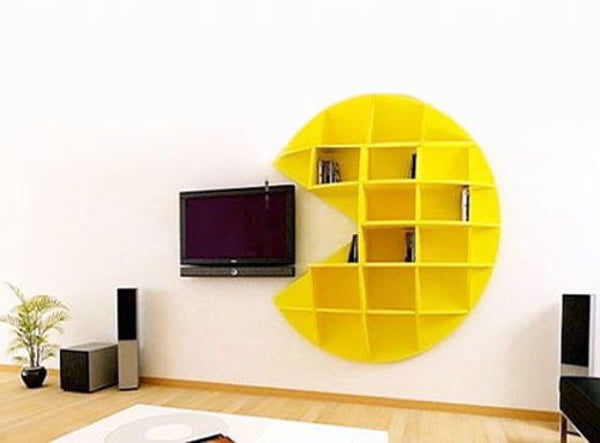 Laser Cut Pacman Game Wooden Wall Shelf for Bedroom DXF File