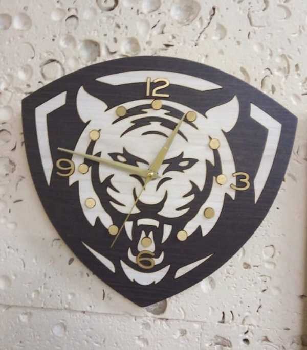 Laser Cut Tiger Face Wall Clock CDR File