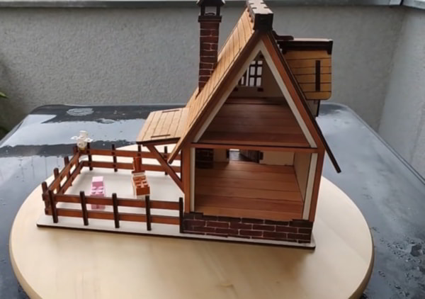 3D Wooden Puzzle Villas House Model Template Free Laser Cut File