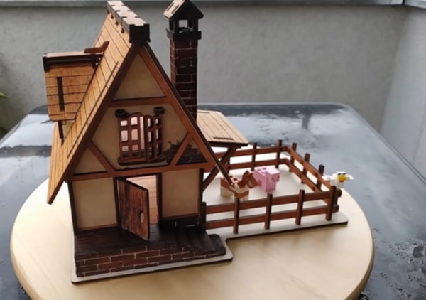 3D Wooden Puzzle Villas House Model Template Free Laser Cut File