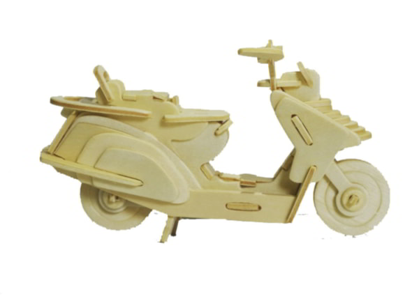 Laser Cut Lambretta Scooter Motorcycle Wooden 3D Puzzle Toy Model CDR File