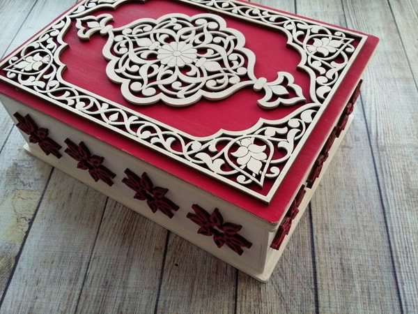 Laser Cut Plywood Decorative Gift Box Wedding Box Jewelry Box 3mm CDR File