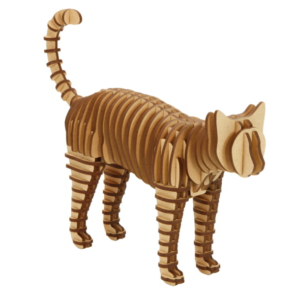 Laser Cut Wooden Puzzle Cat Toy Model DXF File