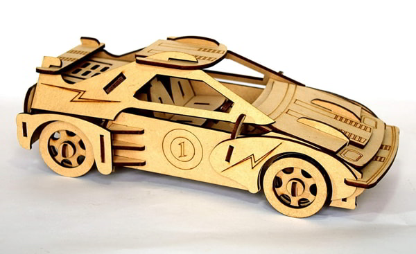Laser Cut Wooden Puzzle Racing Car Toy Model CDR File