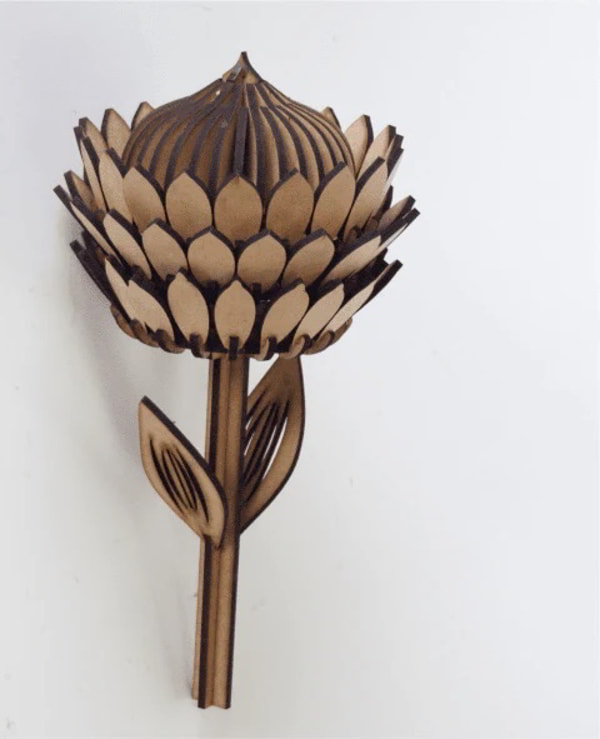 Laser Cut Wooden Sugarbushes Flower 3D Puzzle Gift DXF File