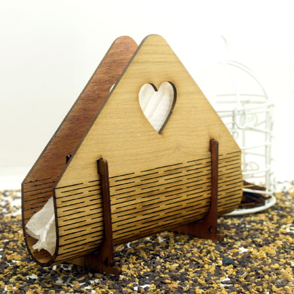 Plywood Napkin Holder with Heart Table Tissue Paper Holder Laser Cut PDF File