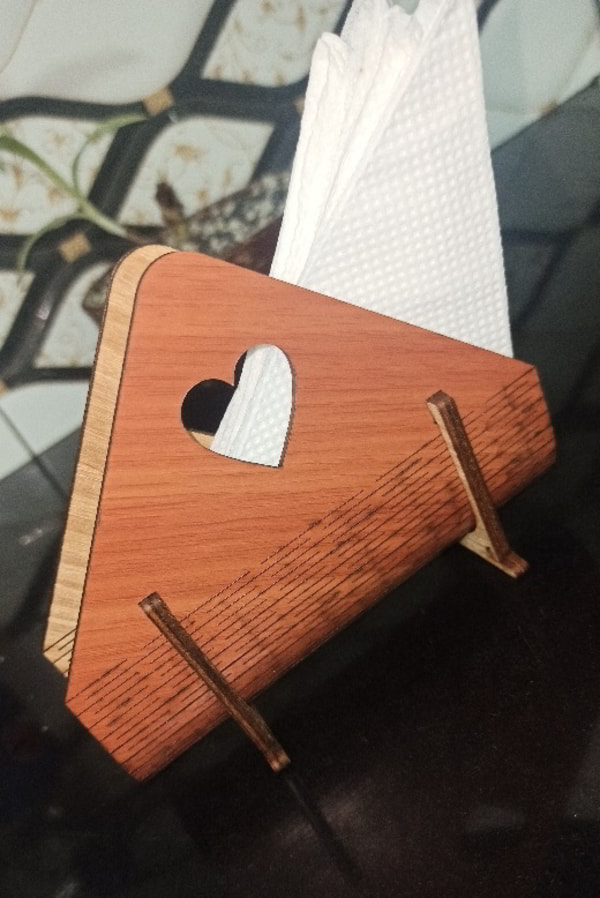 Plywood Napkin Holder with Heart Table Tissue Paper Holder Laser Cut PDF File