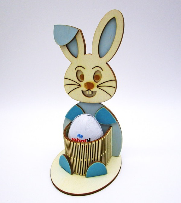 Plywood Puzzle Bunny Egg Holder Easter Stand CDR File for Laser Cutting