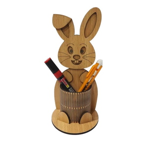 Rabbit Pen Holder Office Desk Bunny Pencil Organizer CDR File