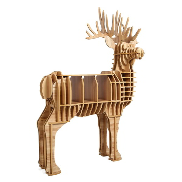 Sika Deer Shelf Wooden Animal Shelf 3D Wooden Puzzle DXF File for Laser Cutting