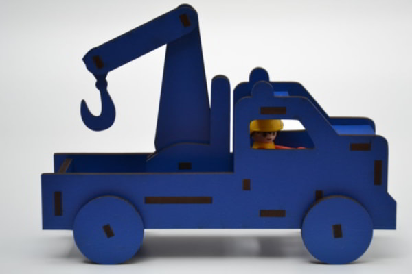 Tow Truck Toy Model for Kids 4mm MDF Free Laser Cut File