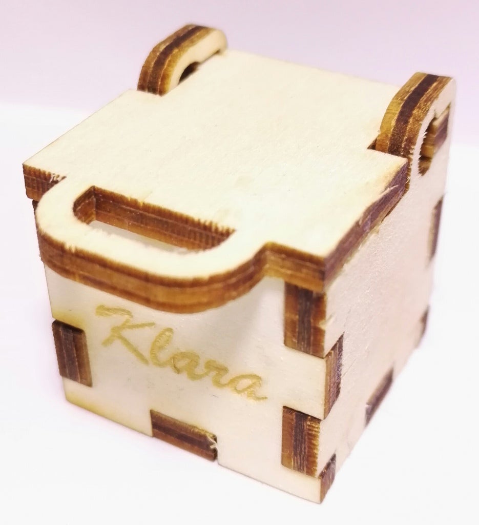 Wooden Small Simple Box Wedding Ring Box Gift Box 3x3x3cm 4mm CDR File for Laser Cutting