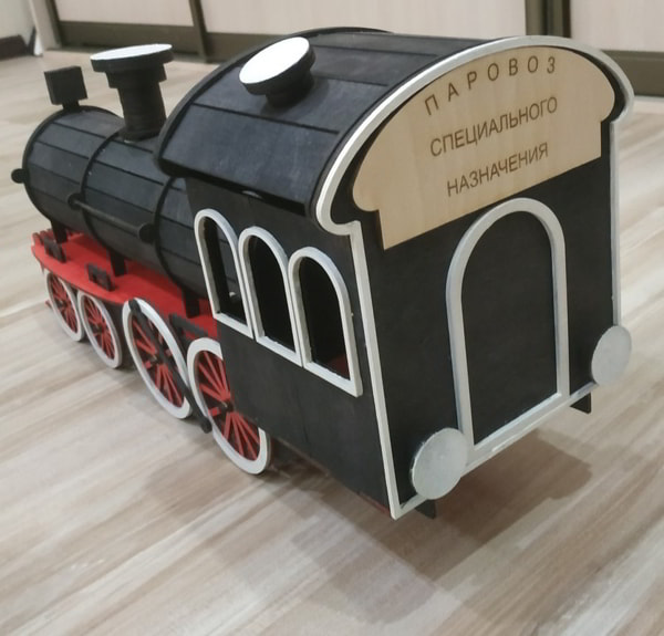 Wooden Train Locomotive Steam Locomotive 3mm CDR File for Laser Cutting