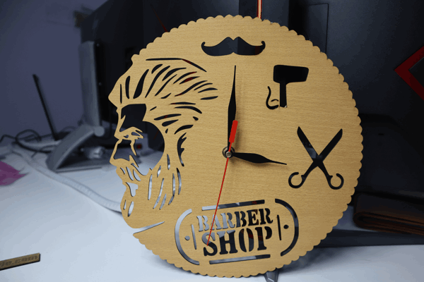 Wooden Hairdressers Wall Clock Barber Shop Clock Free Laser Cut File
