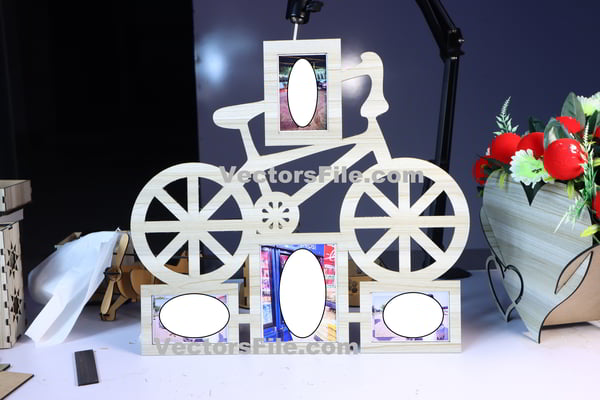 Laser Cut MDF Bicycle Photo Frame Drawing Family Picture Frame PDF File