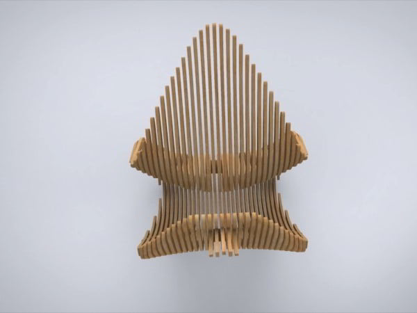 Laser Cut Modern Wave Design Wooden Chair CDR and DXF File for Laser Cutting