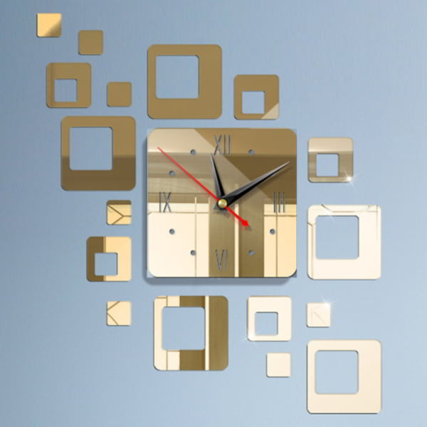 Laser Cut Wooden Square Boxes Modern Wall Clock Free CDR and DXF File