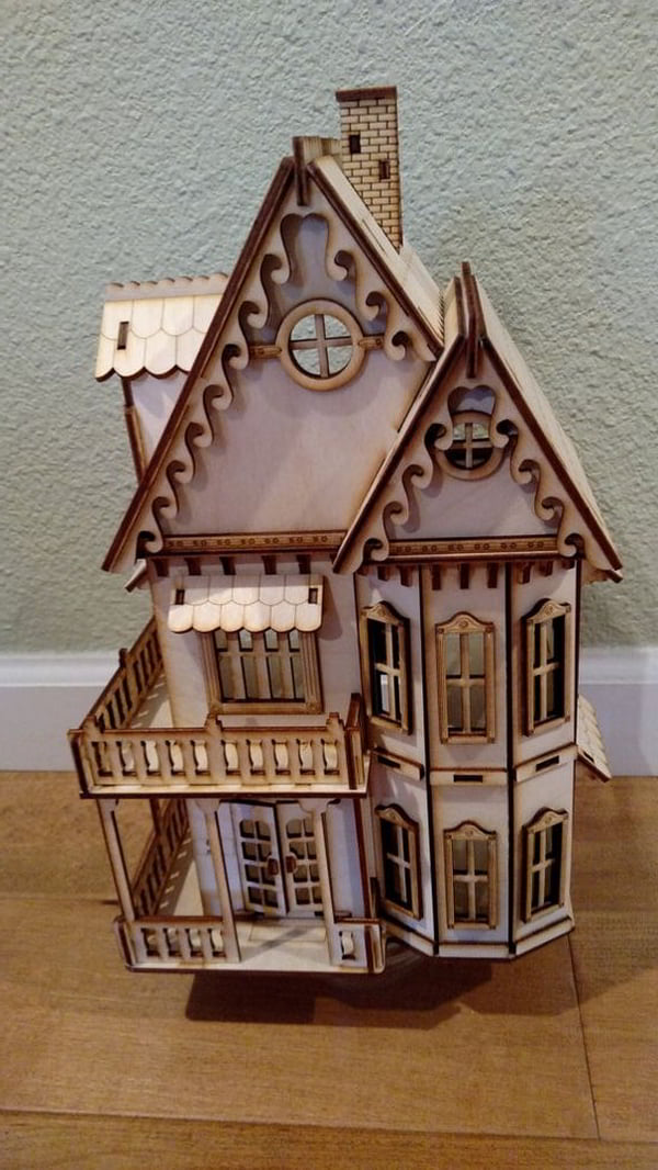 Laser Cut Wooden Toy Villa Doll House Model Vector File