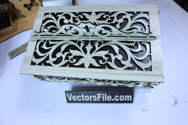 Laser Cut MDF Wooden Decorative Jewelry Box Pattern 3mm DXF and Ai Vector File