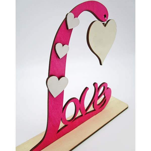 Laser Cut Wooden Love Stand Decoration with Heart Vector File
