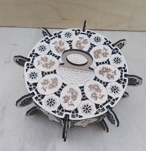 Laser Cut Wooden Round Box Jewelry Box Wedding Gift Box CDR and SVG File