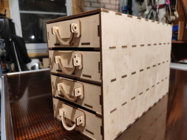 Laser Cut Plywood Tools Organizer Box with Drawer Vector File