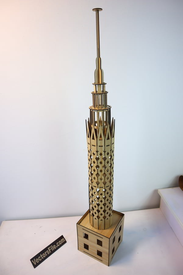 Laser Cut Cairo Tower Egypt Building 3D Wood Puzzle Architectural Model Vector File