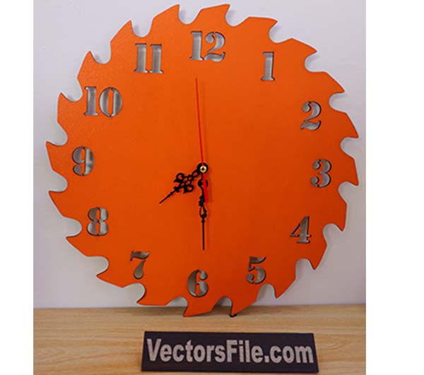 Laser Cut MDF Saw Blade Shop Wall Clock CDR and DXF File