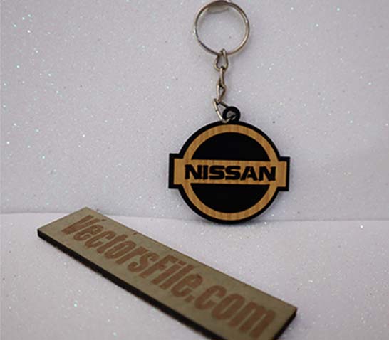 Laser Cut MDF Nissan Logo Emblem Keychain Wood Keyring Vector File