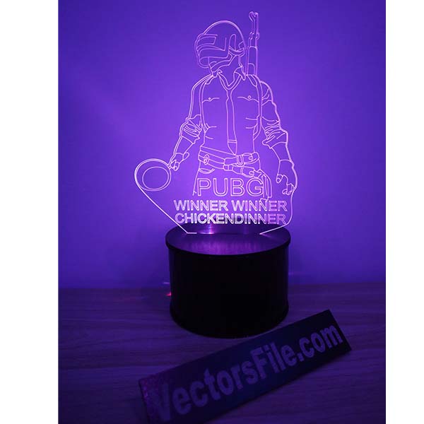 Laser Cut Acrylic 3D Illusion Lamp PUBG Mobile Lamp Vector File