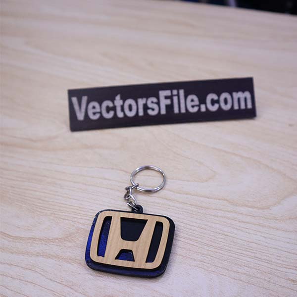Laser Cut MDF Honda Logo Keychain Double Side Logo Key Chain Vector File