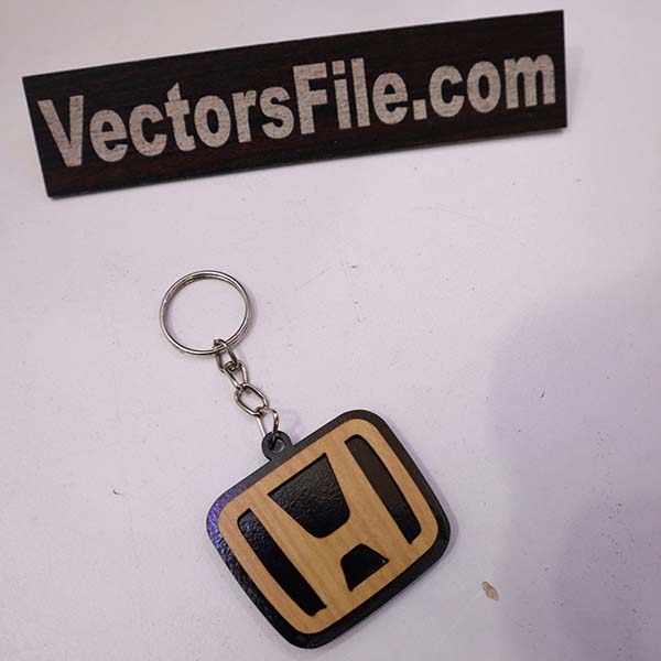 Laser Cut MDF Honda Logo Keychain Double Side Logo Key Chain Vector File