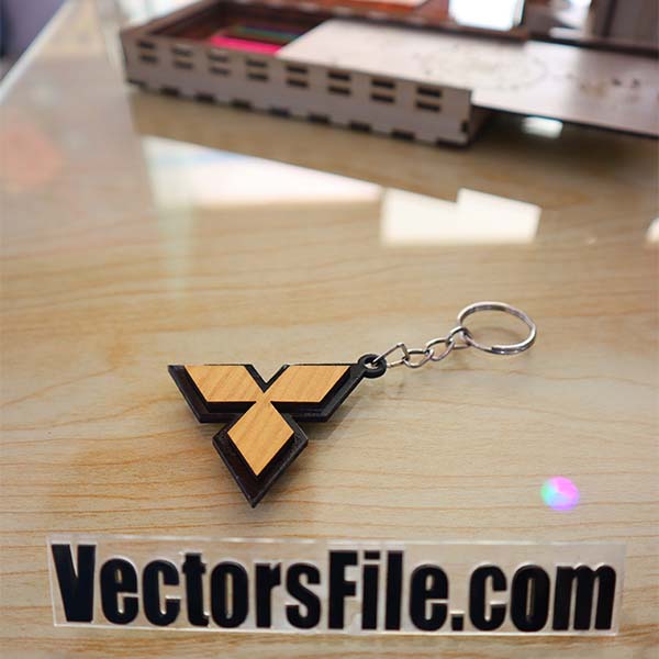 Laser Cut Wooden Mitsubishi Logo Keychain Holder Vector File