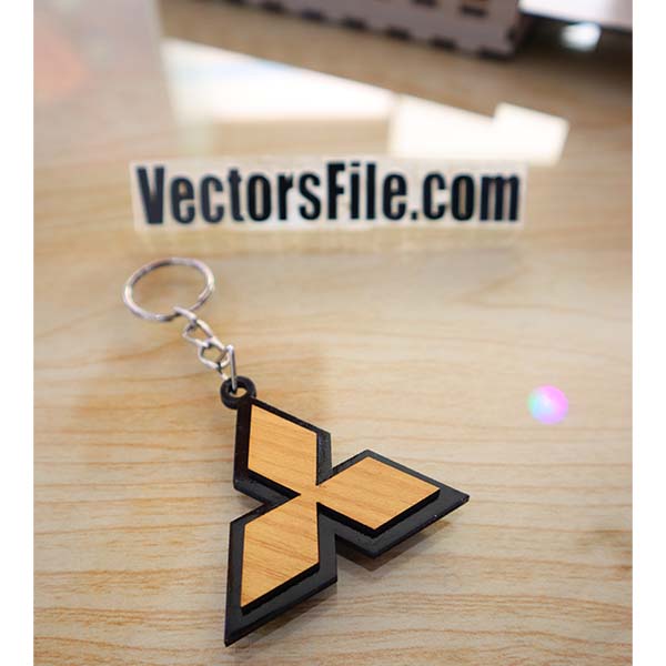 Laser Cut Wooden Mitsubishi Logo Keychain Holder Vector File