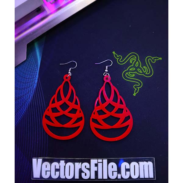 Laser Cutt Red Acrylic Royal Earring Women’s Jewelry Design DXF File
