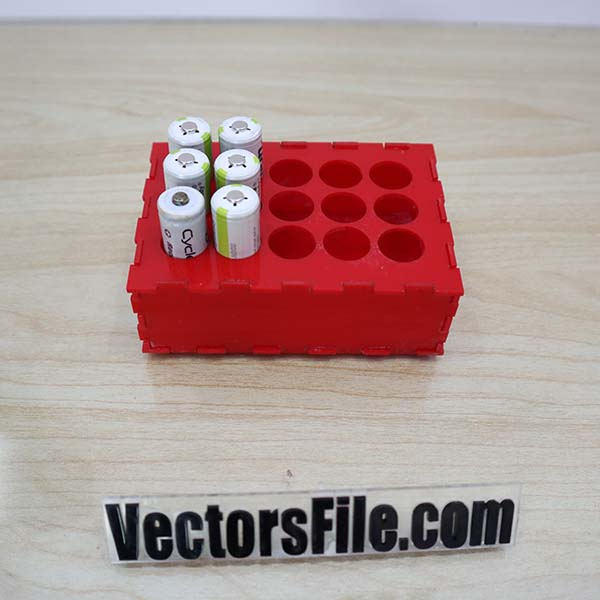 Laser Cut AA Battery Acrylic Box Rechargeable Battery Organizer Vector File