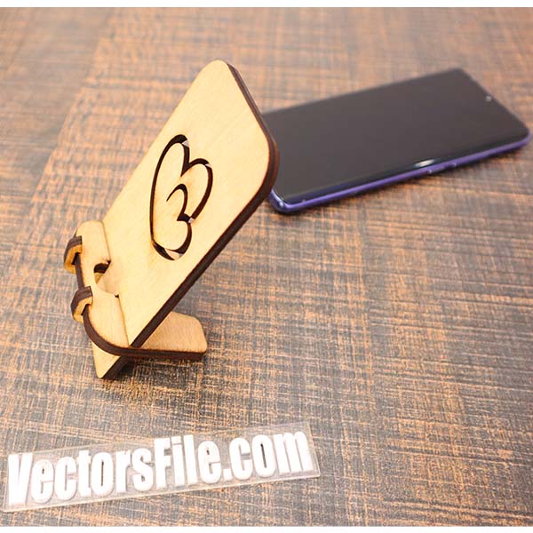 Laser Cut Plywood Mobile Holder Stand with Heart 6mm Vector File