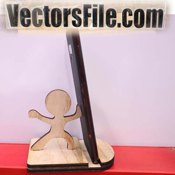 Laser Cut Plywood Karate Cool Guy Cell Phone Stand for Desk 6mm Vector File