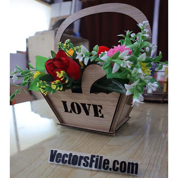 Laser Cut MDF Flower Basket Wedding Gift Basket Vector File