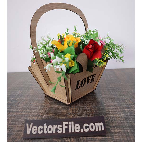 Laser Cut MDF Flower Basket Wedding Gift Basket Vector File